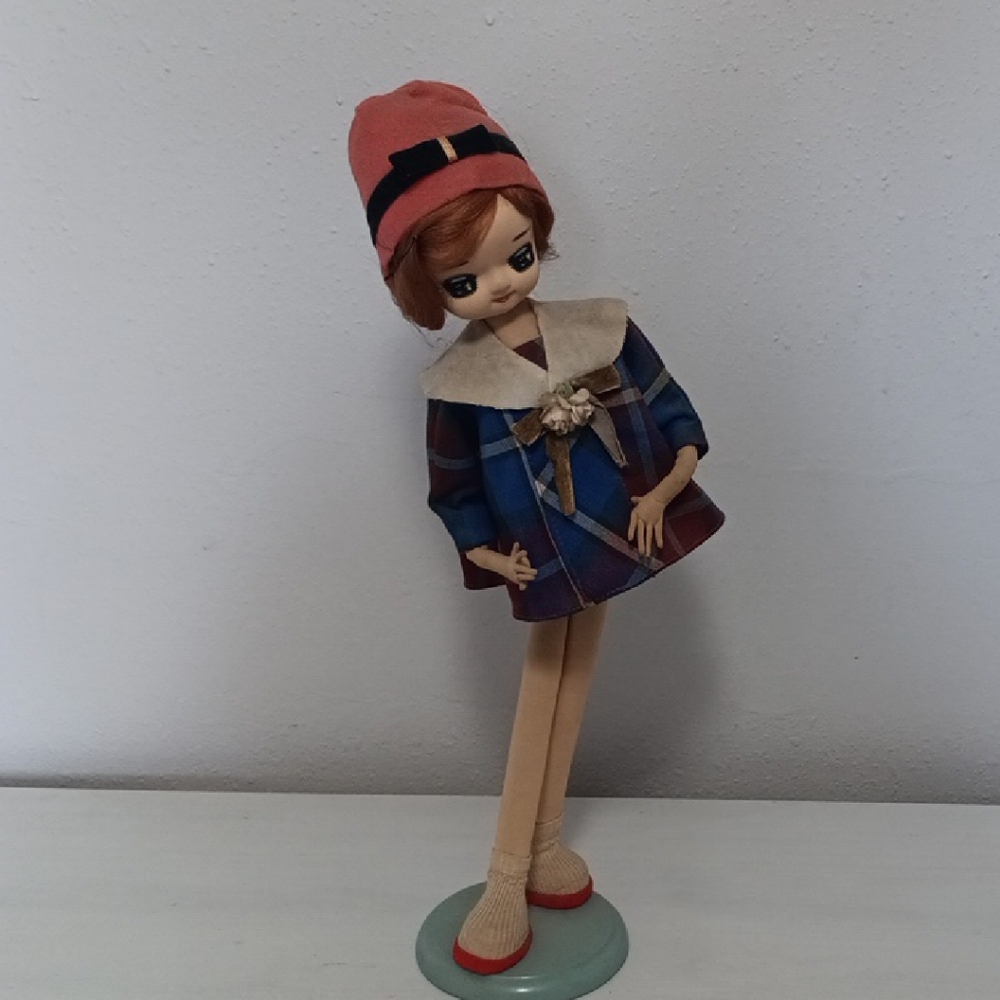 Marshall Doll with Colorful Plaid Coat and Coral Hat